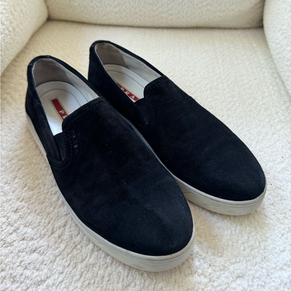 Prada Black Suede Slip Ons - Size 38.5 (8.5)